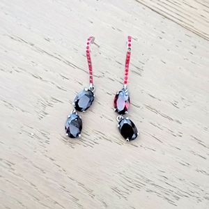 Red stone hanging earrings